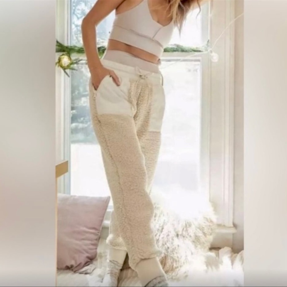 Cozy Beige Sherpa Joggers